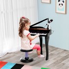 Kids Play Piano Keyboard Toy W  Stool   Microphone   37 Electronic Keys Black