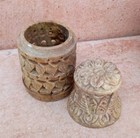 Antique Or Vintage Hand Carved Soapstone Cricket Box With Lid Trinket Box  3  T
