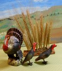Lot Of 4 German Putz Turkey With Hens And Wheat Stalk- Candy Container