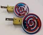 Vintage Tin Mechanical Sparkler Spinner Litho Toy 4th Of July 1950   s Lot Of 2