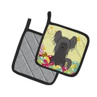 Caroline s Treasures Easter Eggs Chinese Crested Black Pair Of Potholders