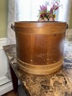Vintage 13    X 11 Large Antique Primitive Firkin Wooden Sugar Bucket Barrel Brown