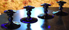 Set 4 Cambridge  3400 Cobalt Blue  4  Single Light Candlesticks Art Deco 1920s