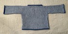 Hand-knit Unisex Striped Cotton Roll-neck Sweater In Dutch Blue And White Xs