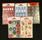 Vintage Lot Of 8 Packs Of Christmas Stickers 27 Sheets Unopened