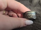 Vintage Sterling Silver Snuff Pill Box With Heart And Greek Key Around Antique 