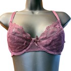 Vtg Jezebel Renee Of Hollywood Bra 32d Purple Sheer Lace Underwire Crisscross