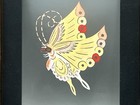 Vtg Butterfly Painting On Glass