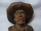 Carved Wood Bottle Stopper Man With Large Hat Vintage German  be
