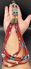Stunning Large Navajo Handmade Sterling Coral Multi-gemstone Bead Necklace 144 g