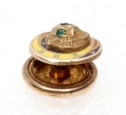 Antique 10k Gold   Enamel Knights Of Khorassan Screwback Emerald Eyes Nice