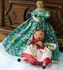 Set Of 2 - Antique Vintage Dollhouse Miniature Handcrafted Dolls 3  And 4  Tall