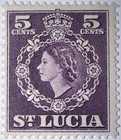 Travelstamps  1953-1954 St  Lucia  Scott  161  Queen Elizabeth Ii  Mint  Mogh 5c