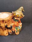 Vintage Ceramic Pixie Elf Tree Stump Planter Woodland Forest Succulents