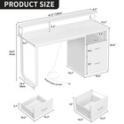 47  Led Computer Desk With Drawer   Power Outlets Writing Table Home Office Desk