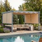 Aoodor 10x13 Ft Outdoor Aluminum Pergola W  Retractable Canopy Shade Side  Brown
