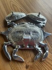 Silver Heavy Aluminum Crab Chip   Dip Serving Dish Great Condition