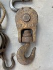 Vintage Lot Wood Block And Tackle Metal Barn Pulley Rustic Antique Hook Budgit