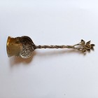 Vintage 900 Silver Rose Floral Sugar Spoon Ornate Figural 15 5g No Monogram