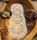 11 x39  Vintage Hand Crochet Lace Table Runner Oval Dresser Scarf Tablecloth