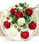 Pink Rose Artificial Decor Peony Wedding Bouquet Silk Home Bridal Flowers Fake