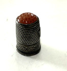 Vintage Sterling Thimble W  Carnelian Top