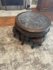 Vintage Oriental Coffee Table With 4 Stools