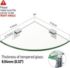 Tempered Glass Corner Shower Shelves For Inside 2-pack No Drill Adhesive
