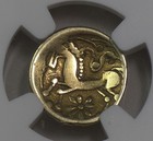 Celtic Mediomatrici Ancient Gold 1 4 Stater Janiform Heads Type Very Rare Ngc Vg