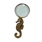 Antique Vintage Style Brass Seahorse Optical Glass Magnifying Lens Loupe 7  
