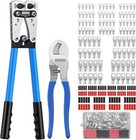 Heavy Duty Battery Cable Crimping Tool Wire Lug Crimper Terminal Copper Lugs Kit