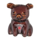 Vtg Piggy Bank Hull Pottery Brown Blue Drip Pig W  Cork 1982 Tn Worlds Fair Mint