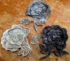 Embroidered Flower Applique Layered 3  Hand Sewn Glass Beads 1pc