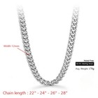925 Sterling Silver Miami Cuban Link Chain Men s 12mm Necklace 22  24  26  28 