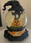 Halloween Cat Snow Globe  Swirling Bats  Plays The Witch Is Dead  By Waterford