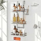 Over The Door Shower Caddy Hanging  Rustproof Shower Shelves With Silver 3-tier