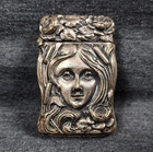 1870 s Antique German Silver Art Nouveau Woman Lady Match Safe Vesta