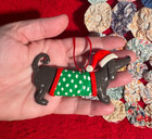Cute Weiner Dog In Santa Hat   Sweater Christmas Ornament Dachshund Pup