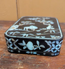 Antique C  1900 Chinese Mother Of Pearl Inlaid Black Lacquer Box 7  X 4 5  X 1 5