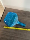 Blue Glass Bottle Vase Patterned