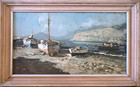 Antique Framed 25   x18    Italian Nautical Oil Painting Signed M  Fortis 1880-1960