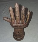 Cast Iron Hand Statue 8 1 2  Heavy Door Stop  Paperweight  Ring Holder Rustic