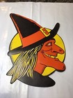 Vintage H e  Luhrs Halloween Witch Die Cut Wall Decorations Lot Of 2 Embossed
