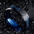 Tungsten Celtic Dragon Men Rings Blue Carbon Fiber Wedding Band Comfort