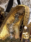 Venetian Giullare Mask  Decorated With Gold Colors And Venetian Designs-