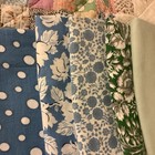 Vintage Feedsack Lot 5  Blue Green Lg Partials