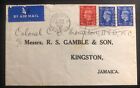 1938 London England Airmail Cover To Kingston Jamaica Perfin Stamp