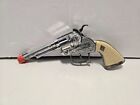 Vintage Chrome White Handle Diecast Metal Cap Gun Pistol Toy Diamond H 8 