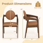 Wooden Dining Chair Set Of 2 W rubber Wood Frame  Padded Seat   Back  Armrests
