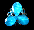 Magnificent   Czech Vintage Style Glass Rhinestone Button      Turquoise